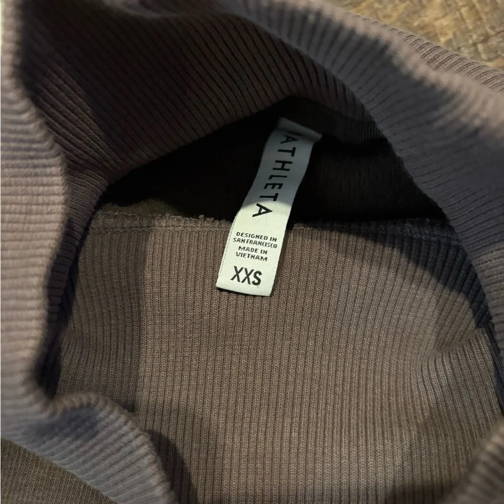 ATHLETA Size XXS Brown DOUBLE COZY KARMA Funnel-Neck Sweatshirt Sweater Women’s - Picture 5 of 6